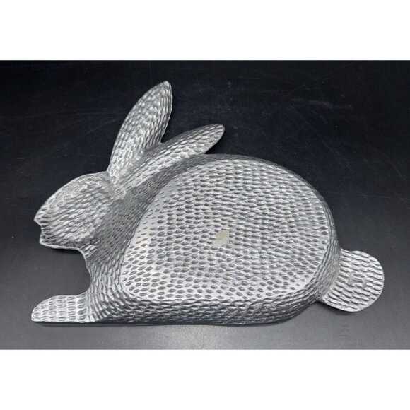 VTG Textured Pewter Metal Bunny Rabbit Candy Trinket Dish Tray - Picture 3 of 5